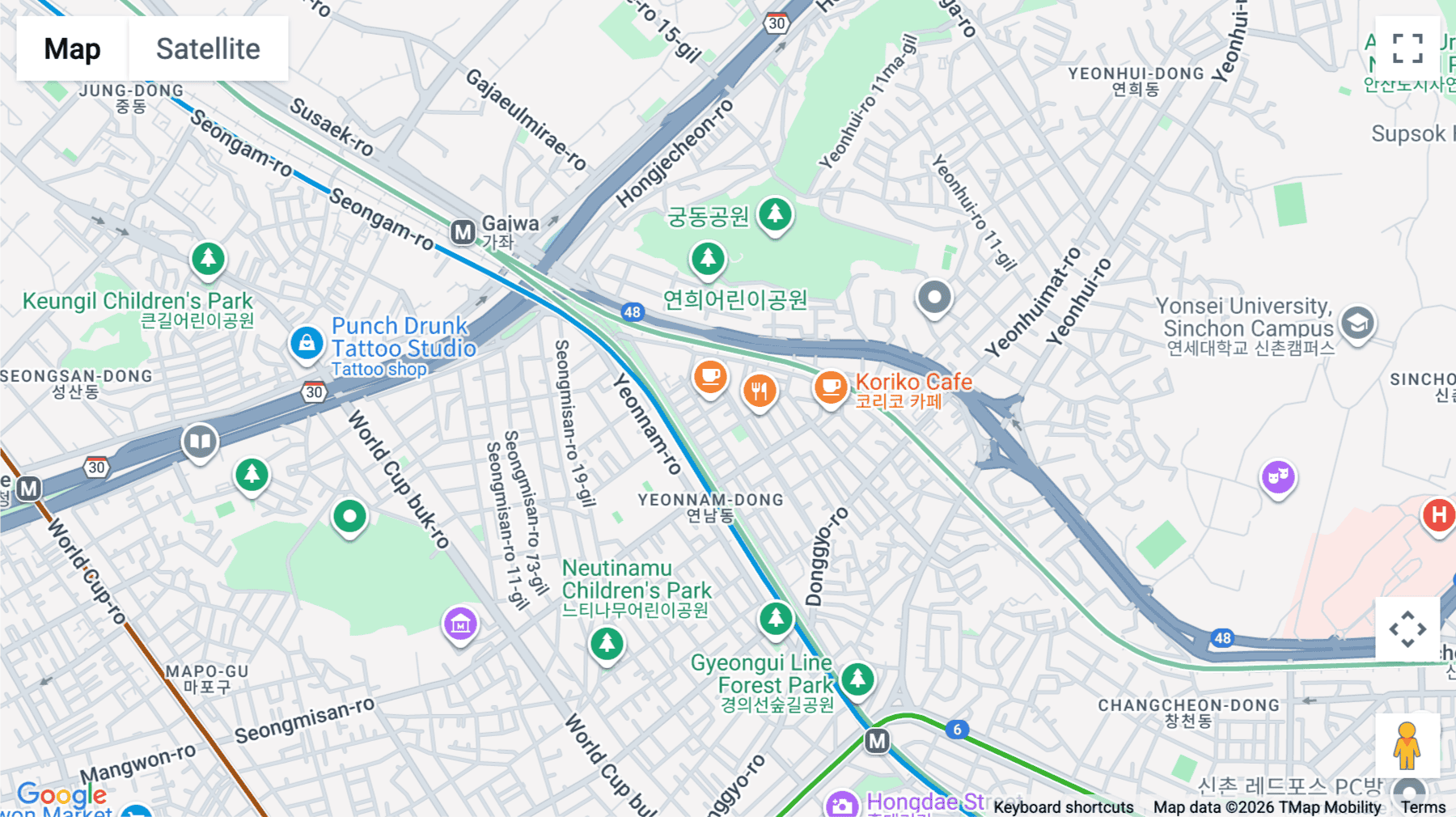 Click for interative map of Seongmisan-ro 29-gil 29-9, Mapo-gu, 1-2F, Seoul
