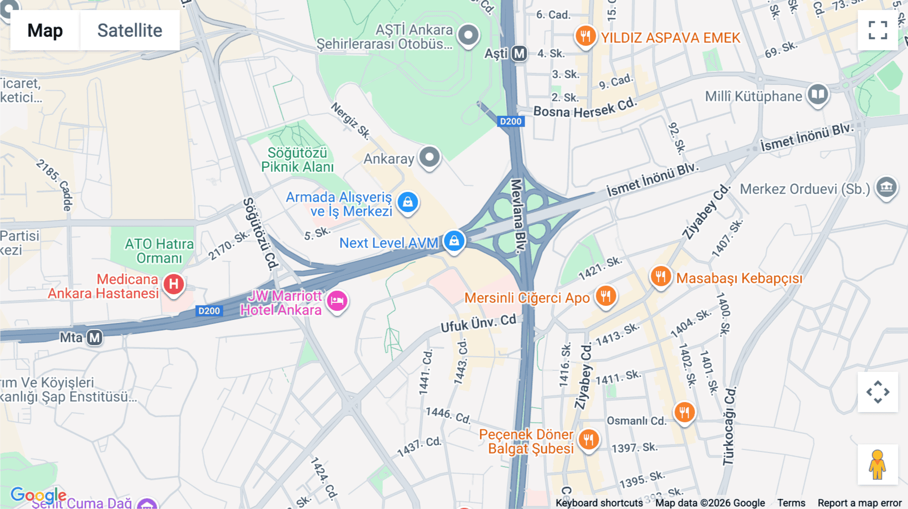 Click for interative map of Kızılırmak Mah. Dumlupınar Bulvarı Next Level Kat: 16 Çankaya, Ankara
