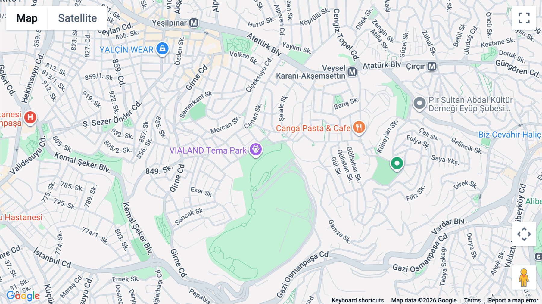 Click for interative map of Yeşilpınar Mah, Şehit Metin Kaya Sok, Vialand, A Blok, Kat: 0, No: 11, Dr: 25, Istanbul