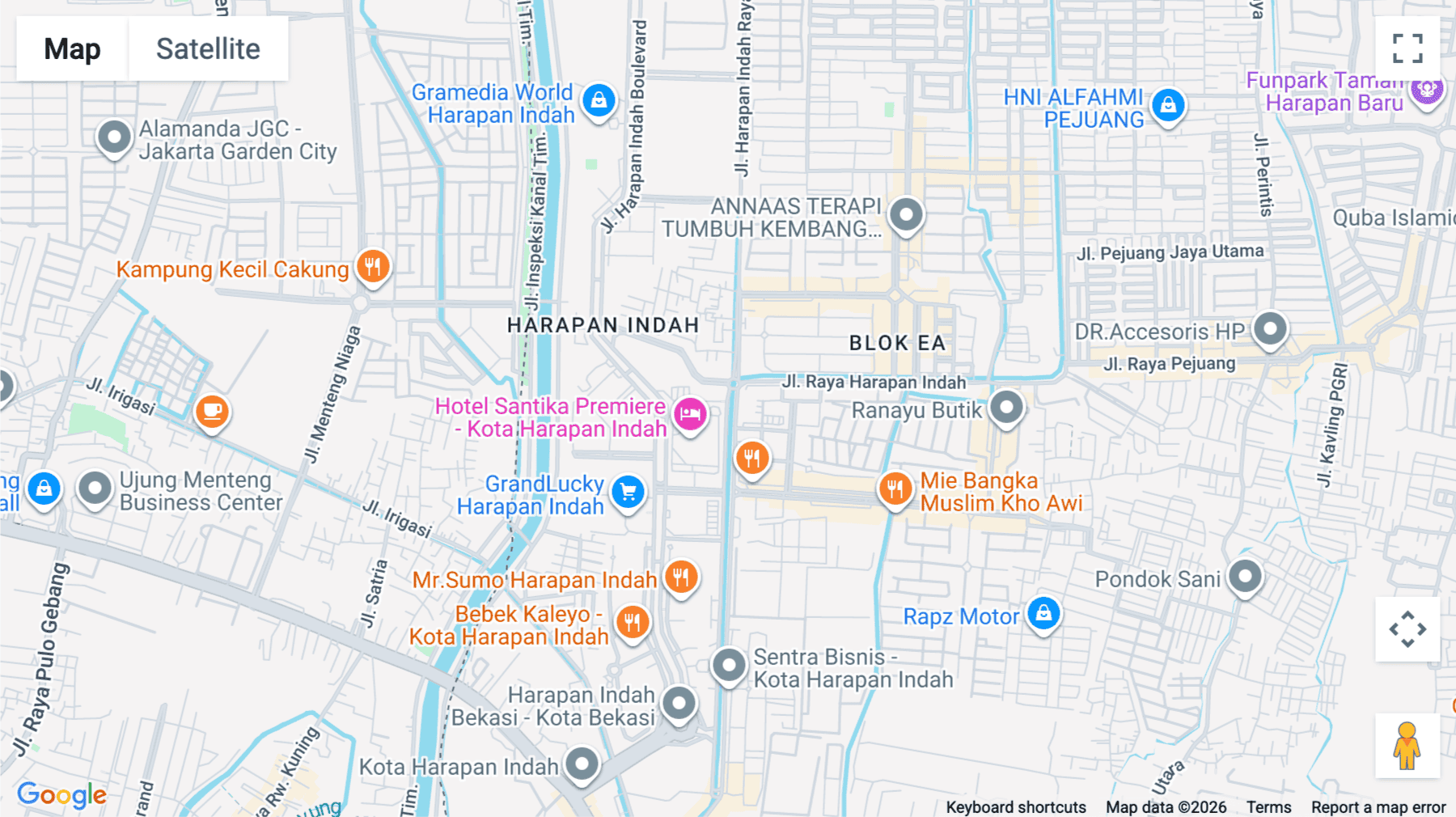 Click for interative map of Komplek Sentra Niaga Bulevar Hijau, Kav. 33-35, Medan Satria, Mega Office Park, Bekasi
