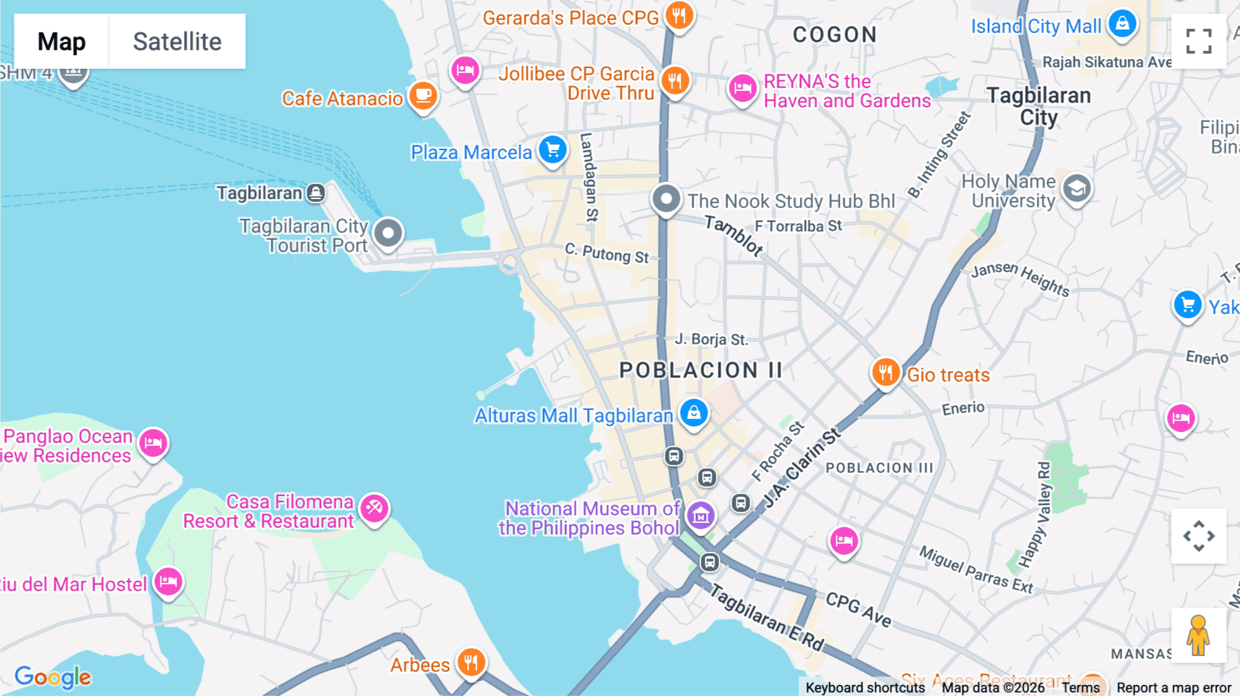 Click for interative map of Centrio De San Jose, H. Zamora Street corner Satellite Road, Tagbilaran City