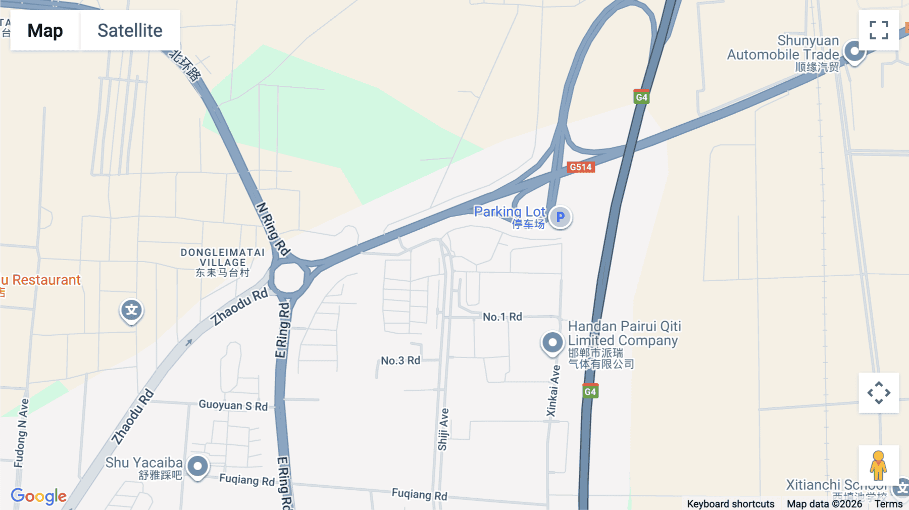 Click for interative map of East of Donghuan Road, South of Leimatai Substation, Congtai District, Hebei Province, Handan