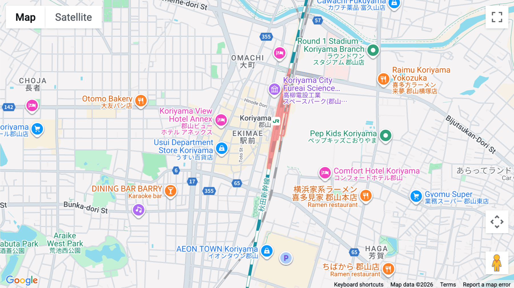 Click for interative map of 1-chōme-7-6 Ekimae, 1F & 2F, Elite 28 Building, Koriyama