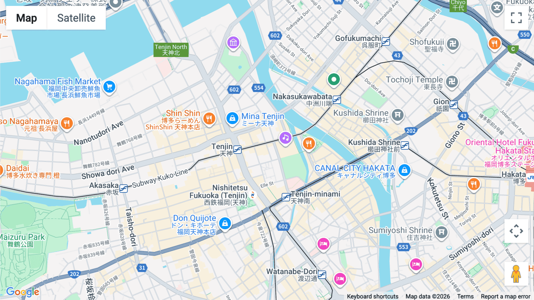 Click for interative map of Tenjin Business Centre, 6F, 1-10-20 Tenjin, Chuo Ward, Fukuoka