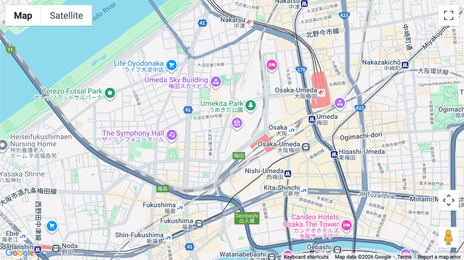 Click for interative map of Park Tower 9th fl, 5-54, Ofuka-cho, Kita-ku, Osaka-shi, Osaka​, Osaka