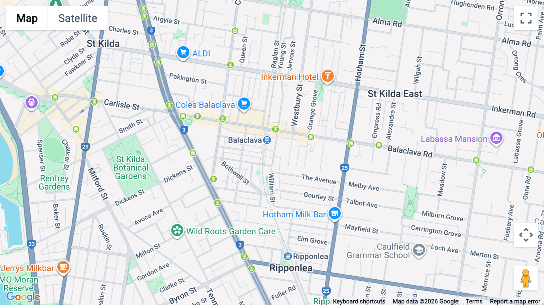Click for interative map of 21, William Street, Balaclava, Melbourne