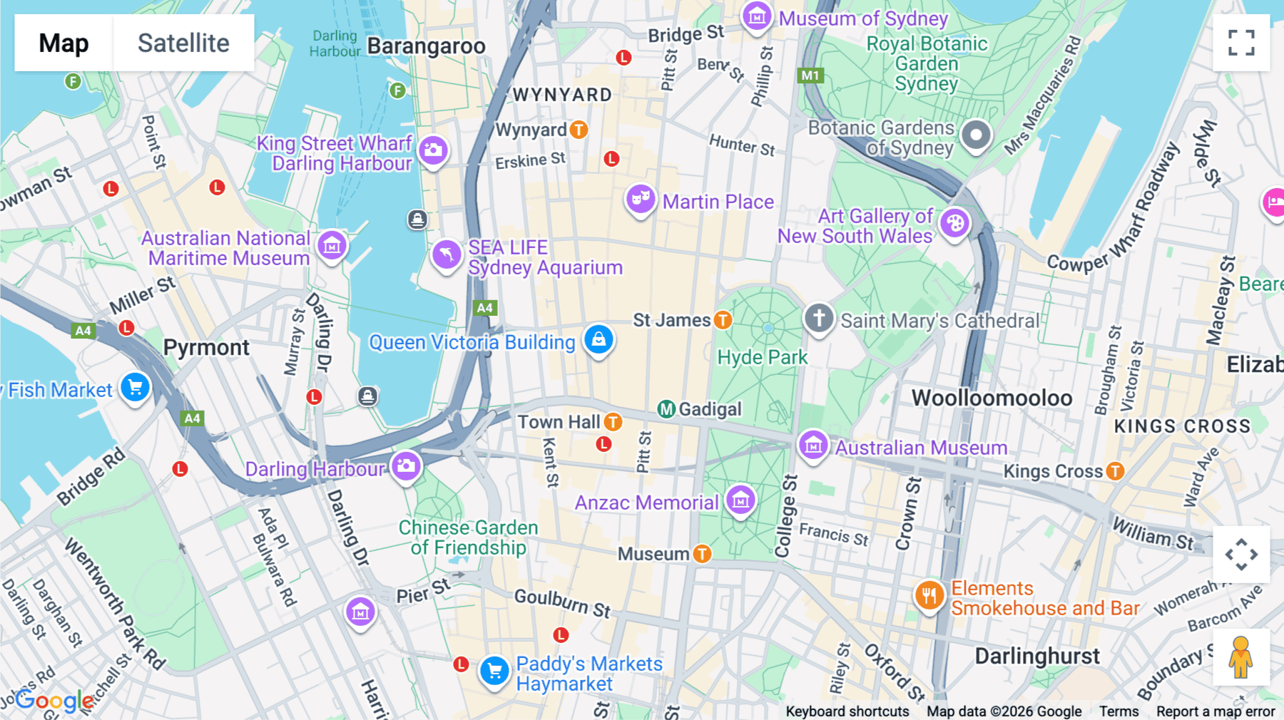 Click for interative map of Level 1, 222 Pitt Street, Sydney