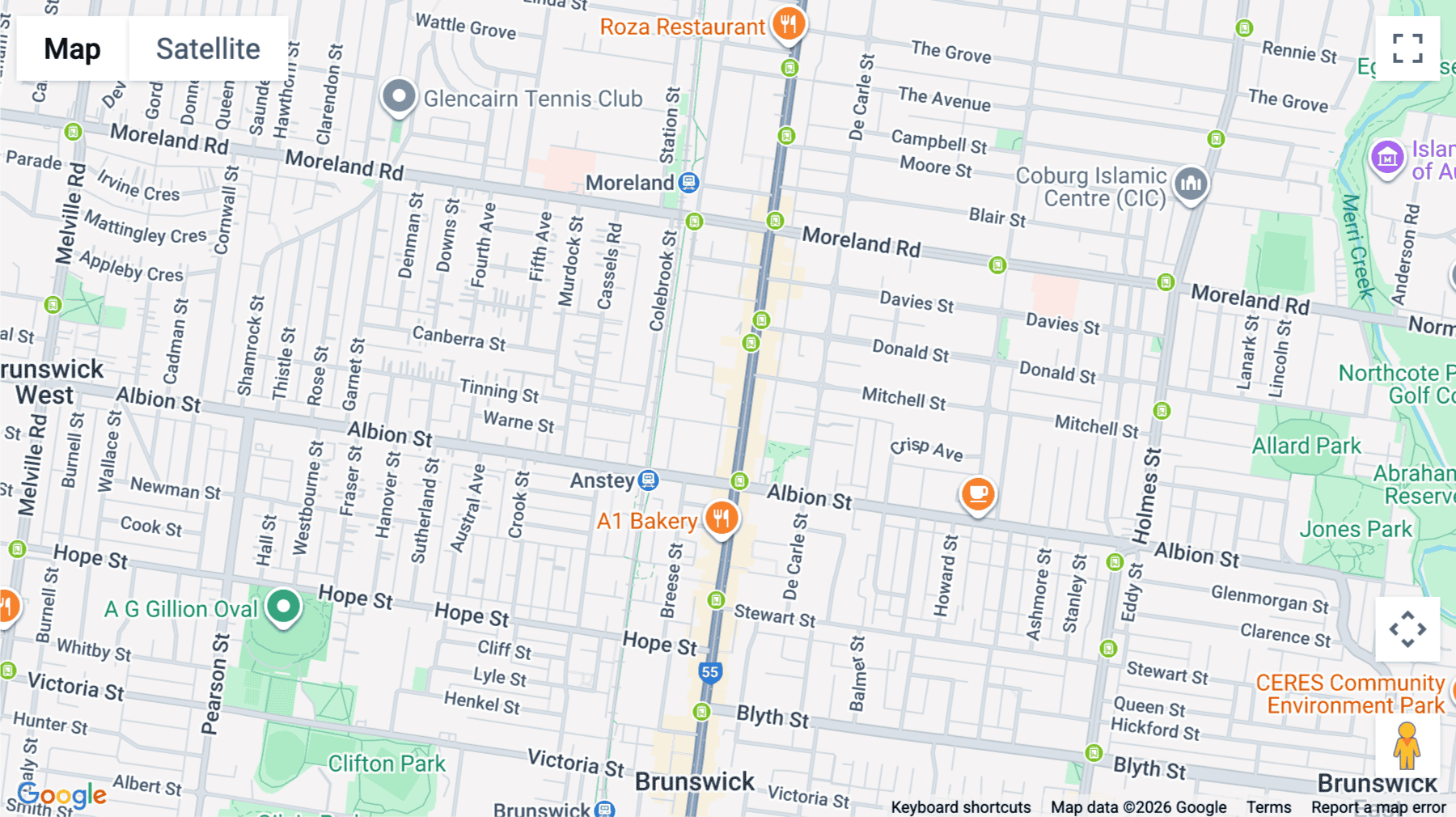 Click for interative map of 1-3, Prowse Street, Brunswick (VIC)