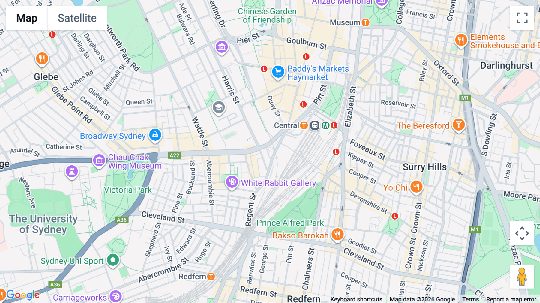 Click for interative map of 822, George Street, Sydney