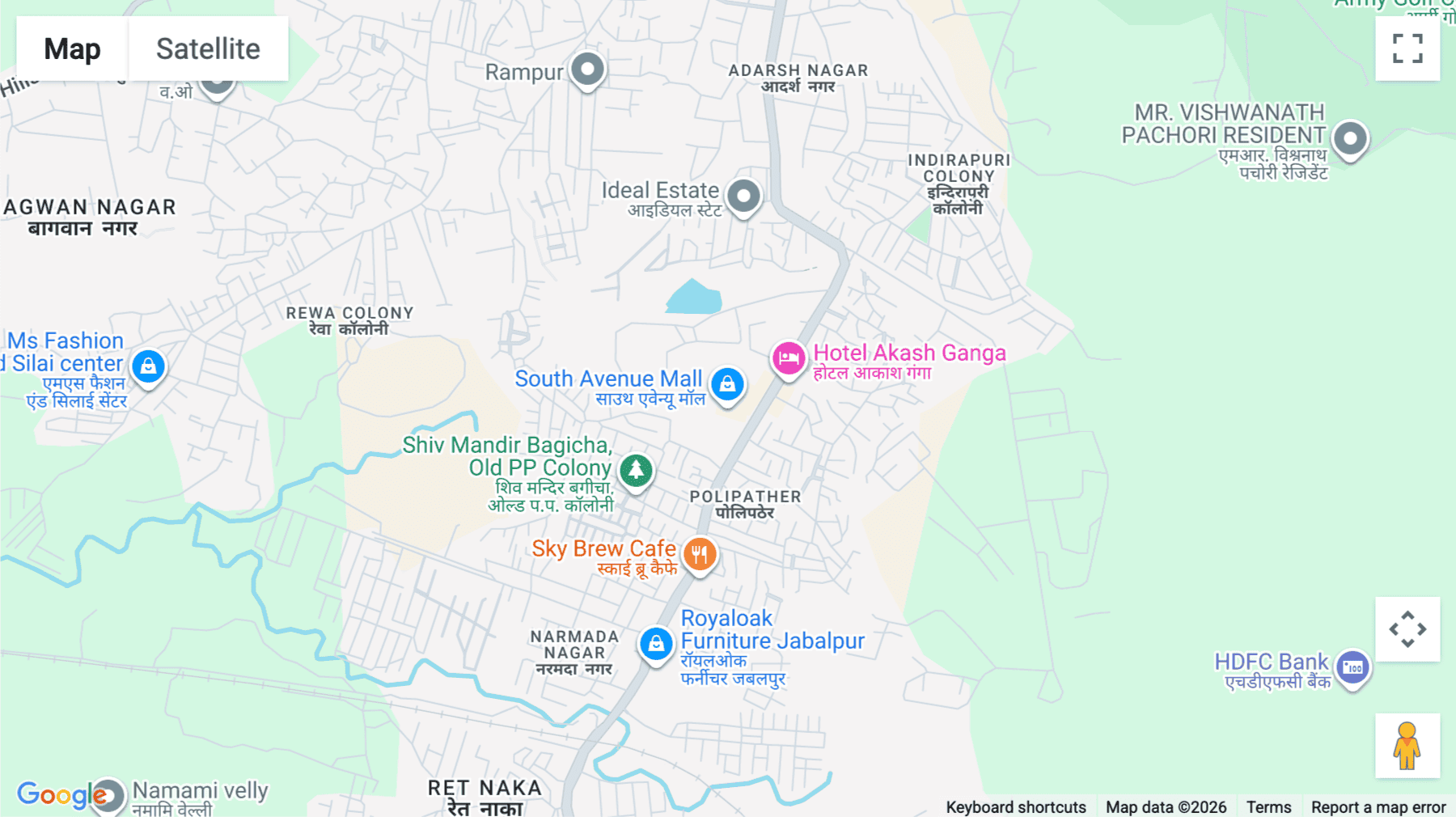 Click for interative map of Plot No. 36, 4, Narmada Rd, adjoining Perfect Pottery, Bhim Nagar, Katanga, South Avenue Mall, Jabalpur