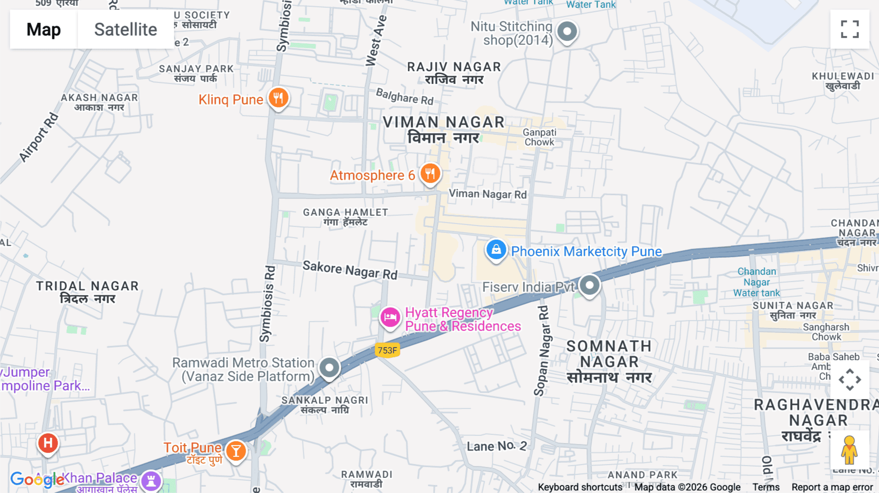 Click for interative map of Solitaire Business Hub, opp. Neco Garden Road, Society, Clover Park, Viman Nagar, Pune