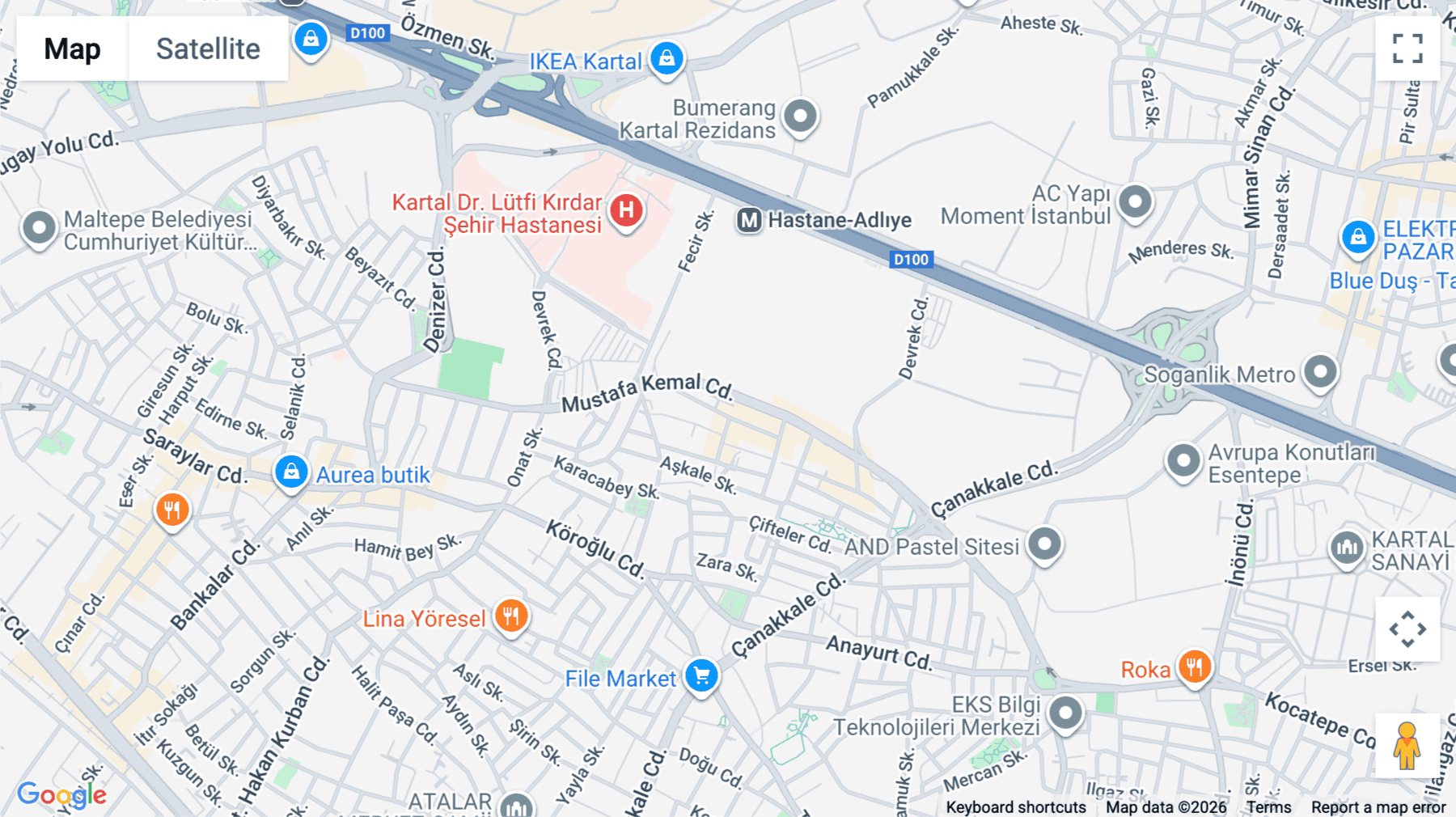 Click for interative map of Enderun Sok, Cevizli Mahallesi, Kartal, Nursanlar Plaza A Block 1-2-3-4 Nolu Bagimsiz, Istanbul