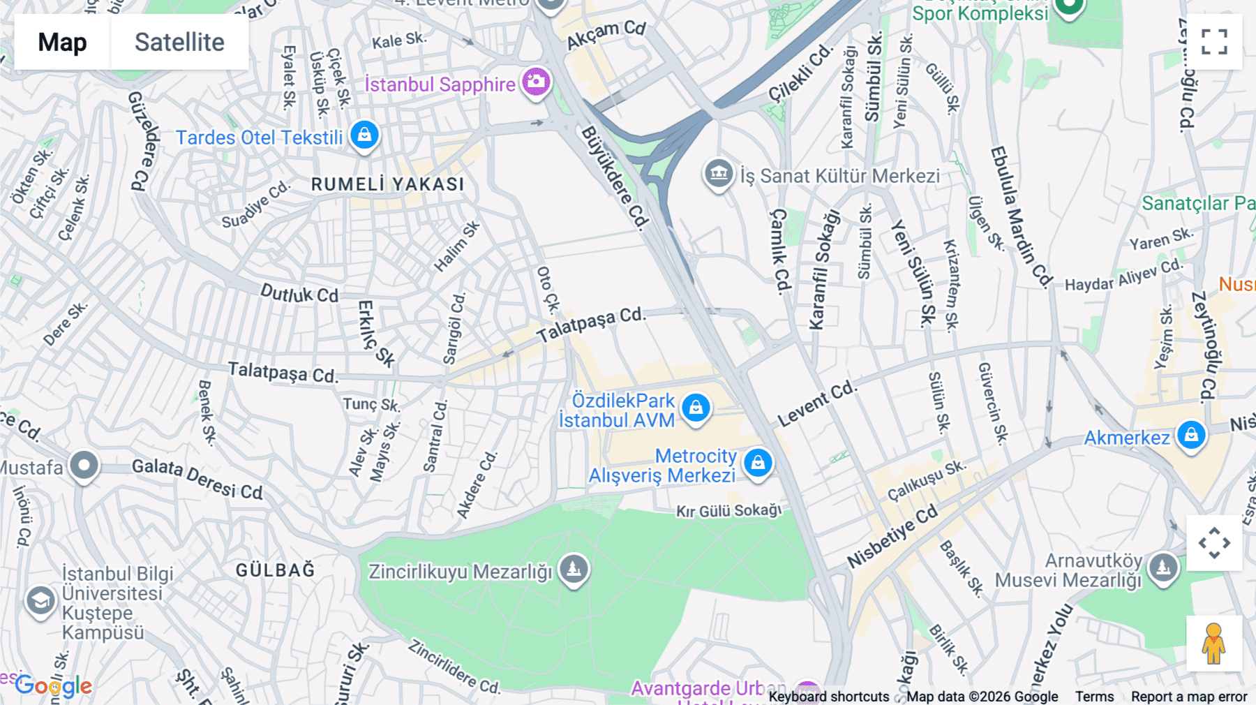 Click for interative map of Esentepe Mahallesi Harman 1 Sokak, Duran Is Merkezi No.4 Kat 1/4/8/10 Sisili, Istanbul