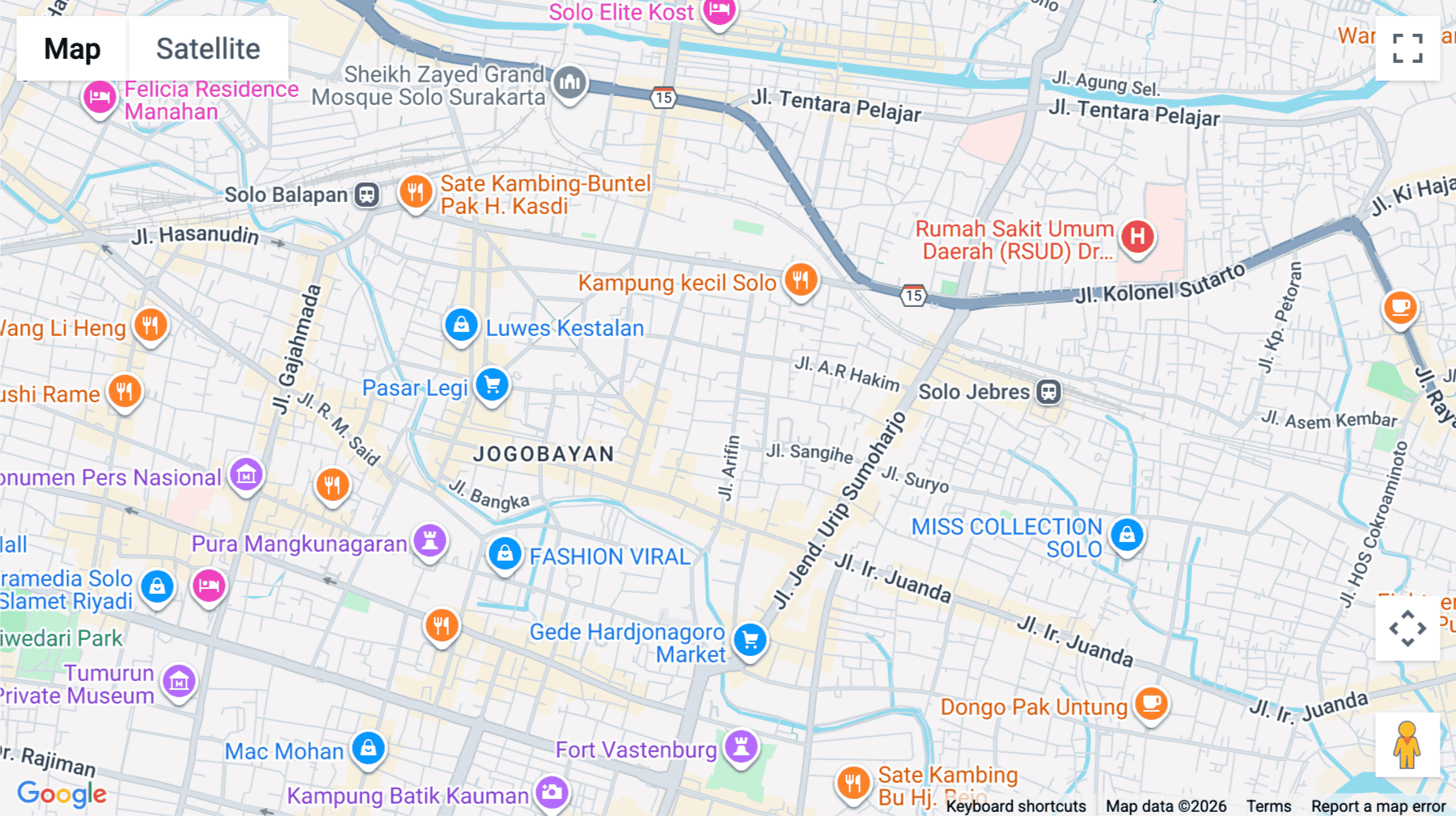 Click for interative map of Jl. Arifin No.89, Kepatihan Kulon, Kec. Jebres, Surakarta (Solo)