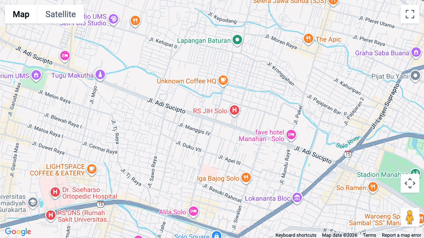 Click for interative map of Jl. Adi Sucipto No. Blok I, Manahan, Kec. Banjarsari, Surakarta (Solo)