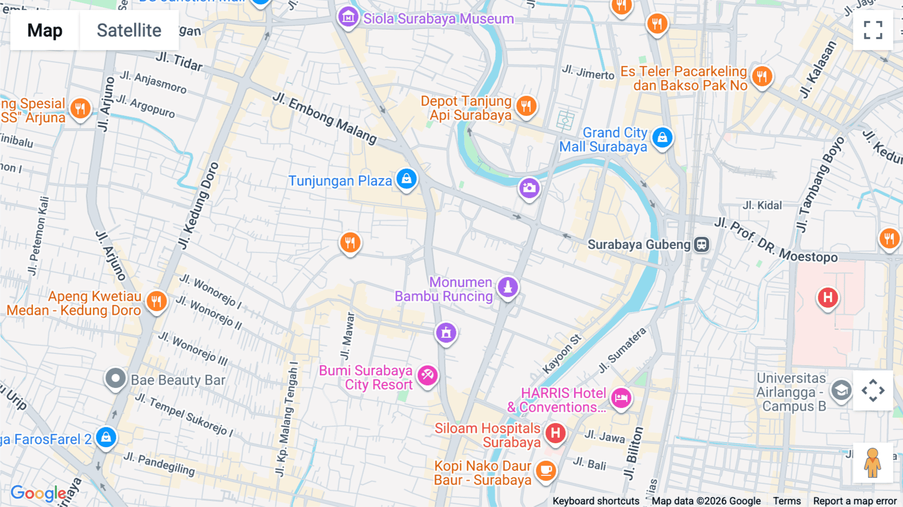Click for interative map of Graha Bukopin, Jalan Panglima Sudirman No. 10-18, Embong Kaliasin, Genteng, Surabaya