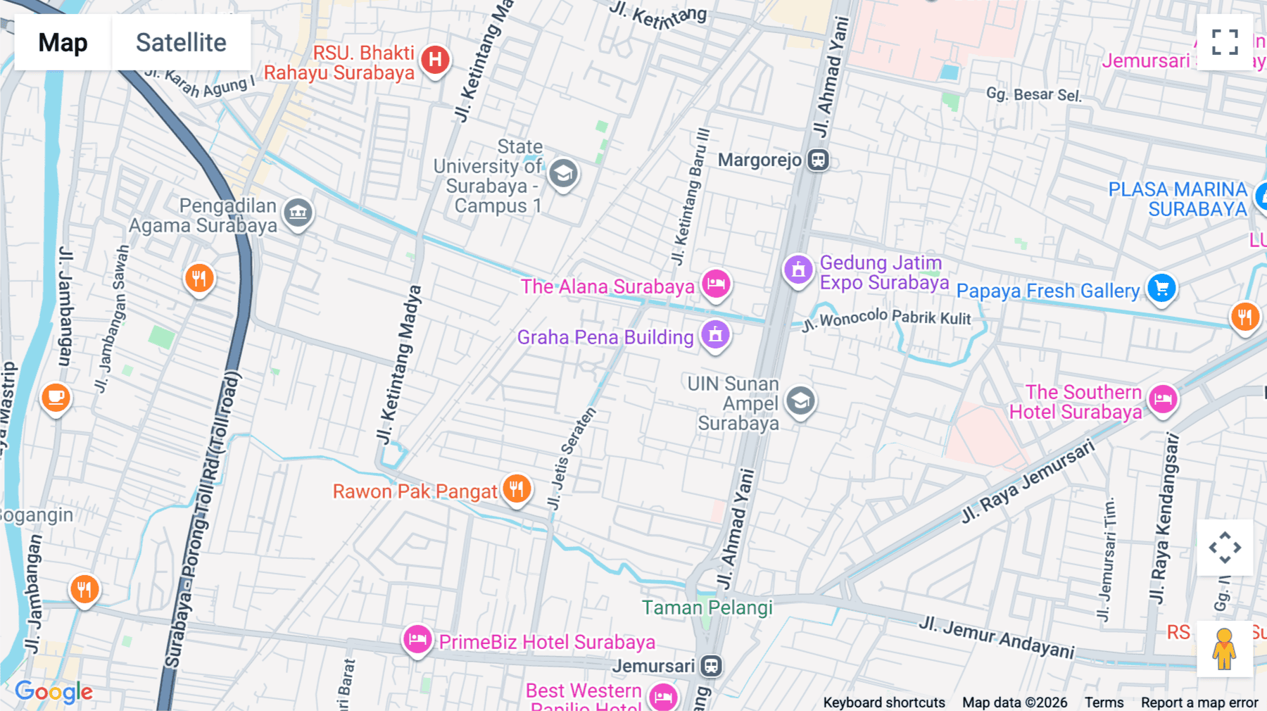 Click for interative map of Graha Pena, Jalan Jenderal Ahmad Yani No. 88, Dukuh Menanggal, Gayungan, Surabaya
