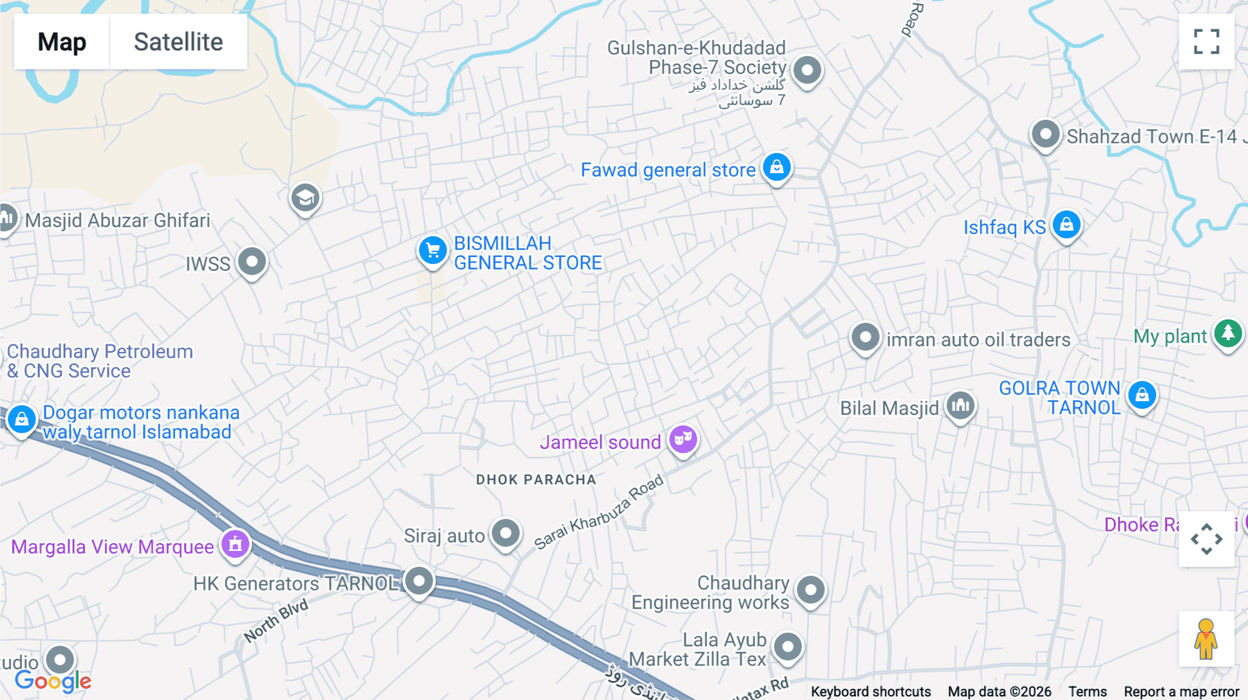 Click for interative map of Karachi Center, Main G.T. Road, Dhok Paracha, Islamabad