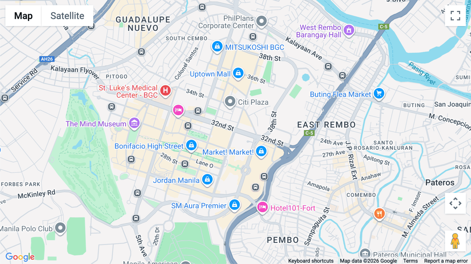 Click for interative map of 32nd Street Corner 11th Avenue, Bonifacio Global, City Level 17, Alveo Park Triangle Tower, Taguig