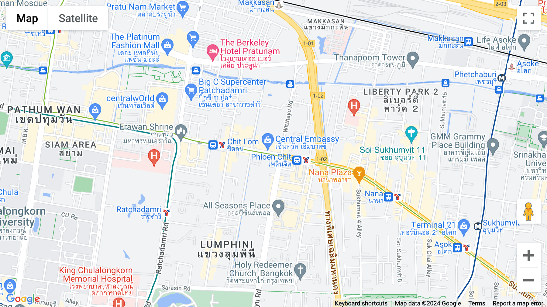 Click for interative map of Ploenchit Road, 500 Amarin Tower, Lumpini, Bangkok