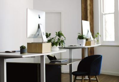 Spacious open-plan workspace at Suite 1, Level 1, 4 Crown Street with standing desks and wooden floors.