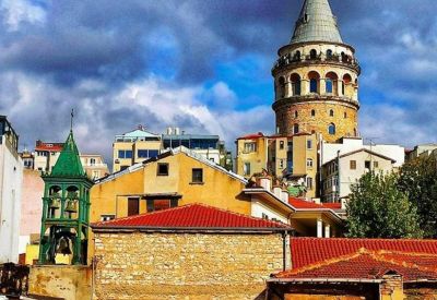 Cityscape featuring the historic Galata Tower in Istanbul near the Ofis Voyvoda building.