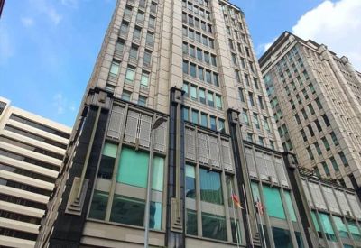 Exterior view of the stone and glass facade of Menara MBSB at Menara Dungun.