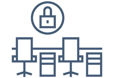 Private office icon with two chairs and a lock symbol.