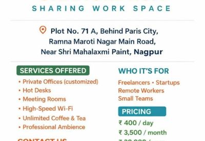 Marketing flyer for Orangedesk sharing work space with service details and pricing.