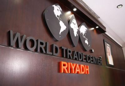 Company logo and world map signage at the Bahrain tower, Bahrain Tower, 2nd Floor and 5th Floor.