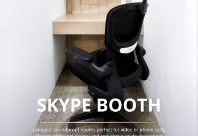 Informational poster for a private soundproof Skype booth at Br. Tiying Tutul.