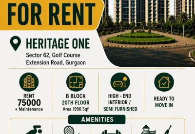 Exterior view of the high-rise Heritage One residential towers in Gurgaon.