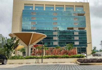 Exterior view of the glass-facade building at Redbrick Offices, Lodha Supremus, Kolshet Rd.
