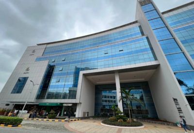 Exterior view of the glass-facade Redbrick Offices, Prestige Tech Park, Outer Ring Road.