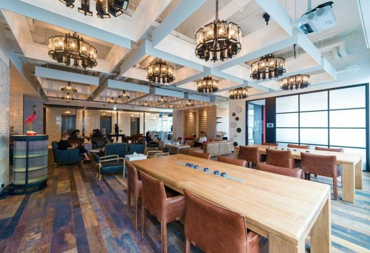 Exterior view of the curved Ocean Financial Centre building with glass facade.