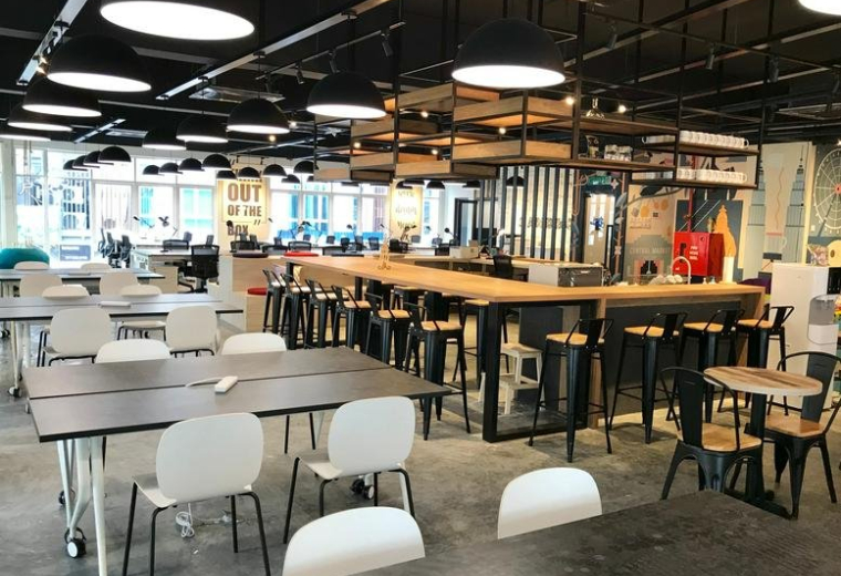 Spacious communal coworking area at Sandbox Coworking Space, 22-1, Jalan Radin Bagus 3, Sri Petaling, Kuala Lumpur.