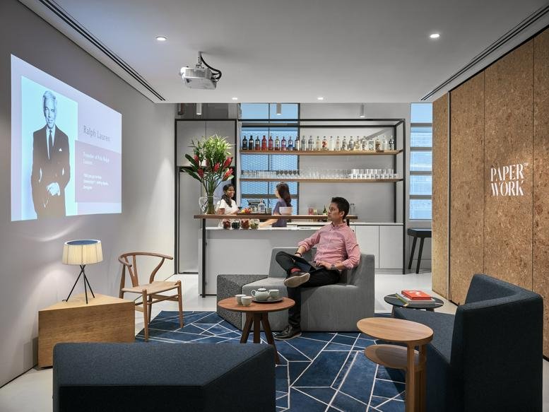 Spacious lounge and coworking area at 111, Middle Road, #03-01 National Design Centre.