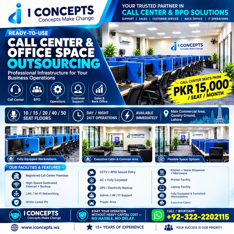 Marketing graphic for I Concepts at 3rd floor, 40-Main, Commercial Area, Cavalry Ground.