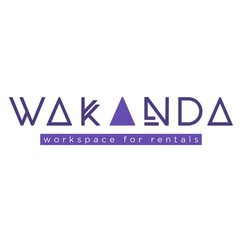 Company logo for Wakanda workspace for rentals in purple stylized lettering.