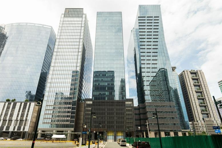 Exterior view of the glass skyscrapers in St. Bonifacio Global City, Manila.