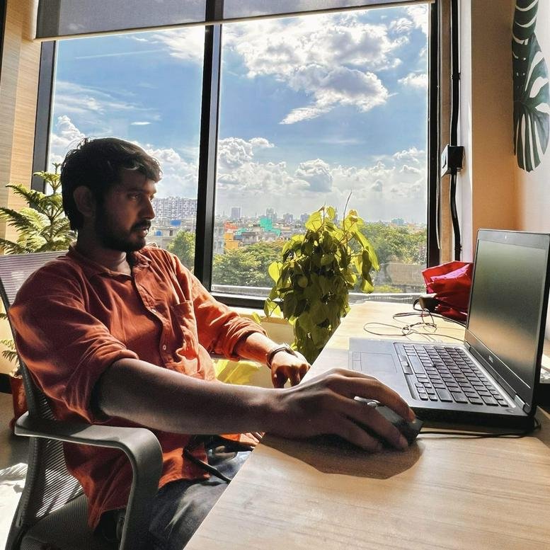 Bright, modern workspace at the Yamuna Building, 7th Floor, 86 Golaghata Road, Kolkata, India with city views.