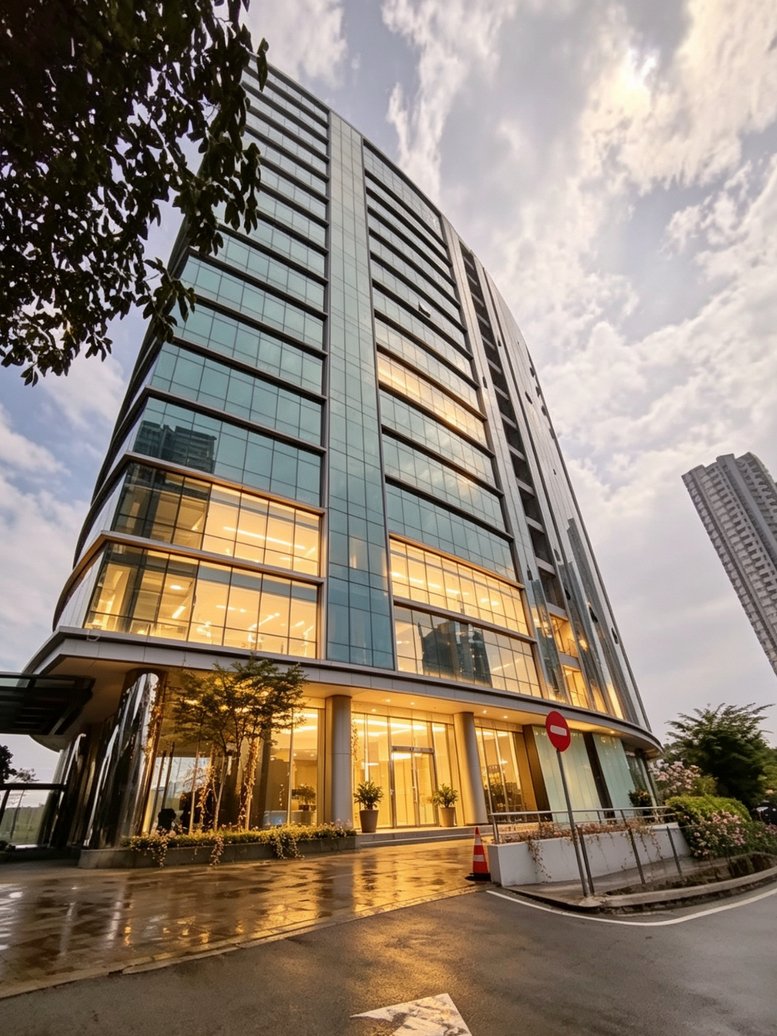 Exterior view of the glass-facade Union Tower in Kuala Lumpur.