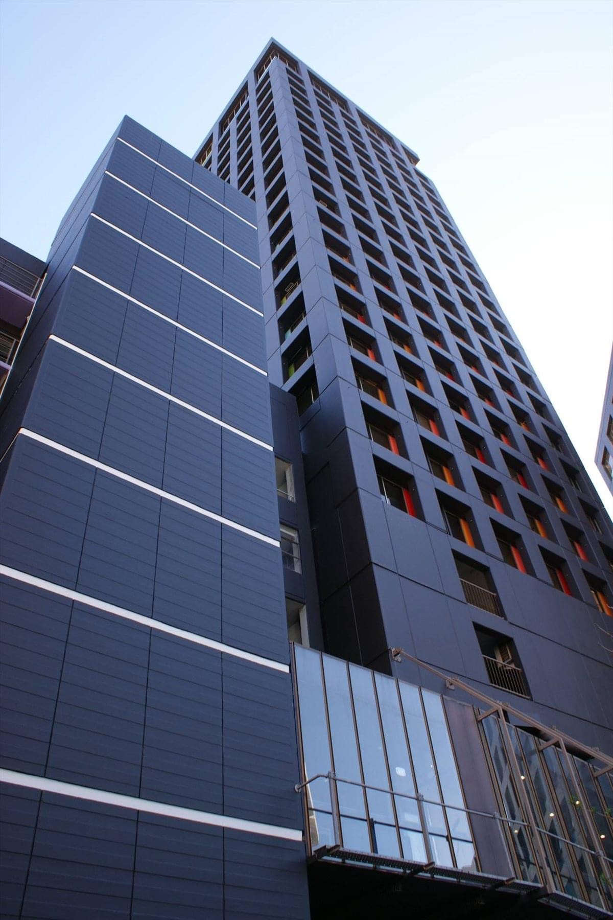 Exterior view of the building at Level 31, 2-6 Gilmer Terrace, Wellington.