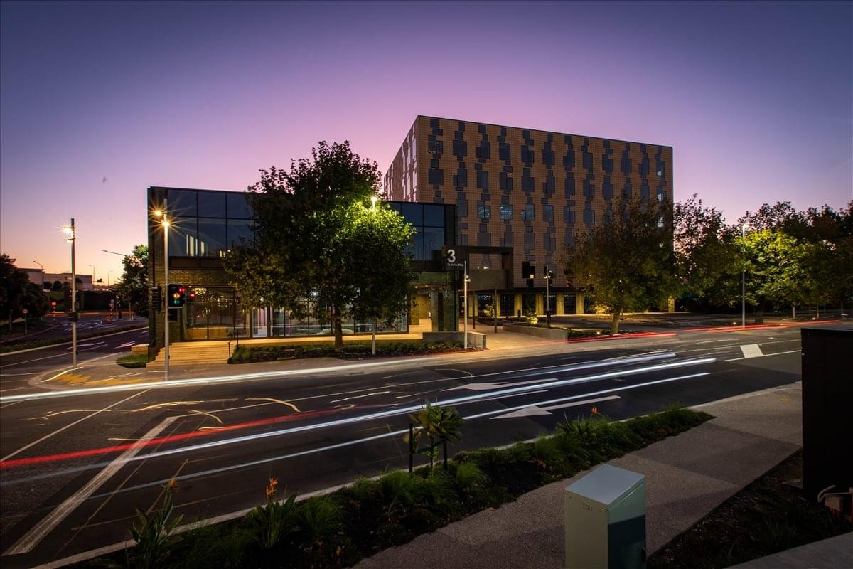 Exterior view of the modern multi-story office building at 286 Mount Wellington Highway.
