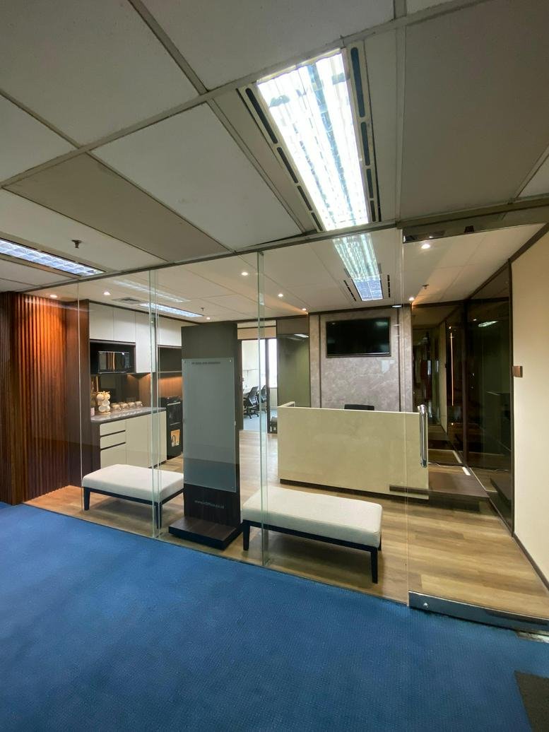 Spacious reception area and lounge at 57-59, Jalan Asia Afrika, Bandung.