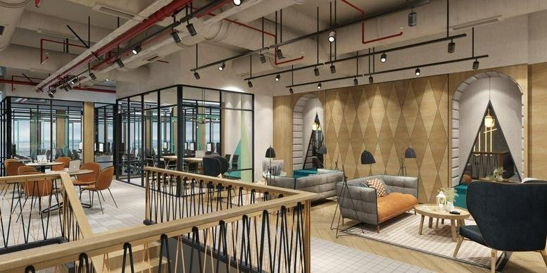 Comfortable lounge area with modern decor and ample seating.