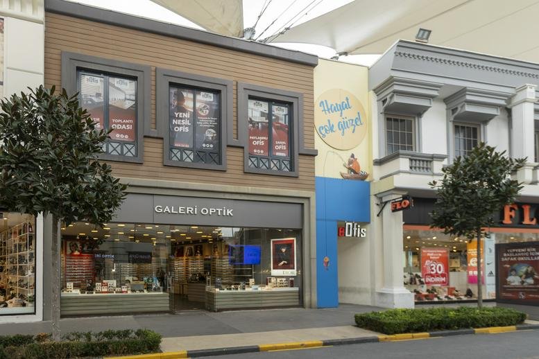 Exterior view of the storefront building at Vialand, A Blok.