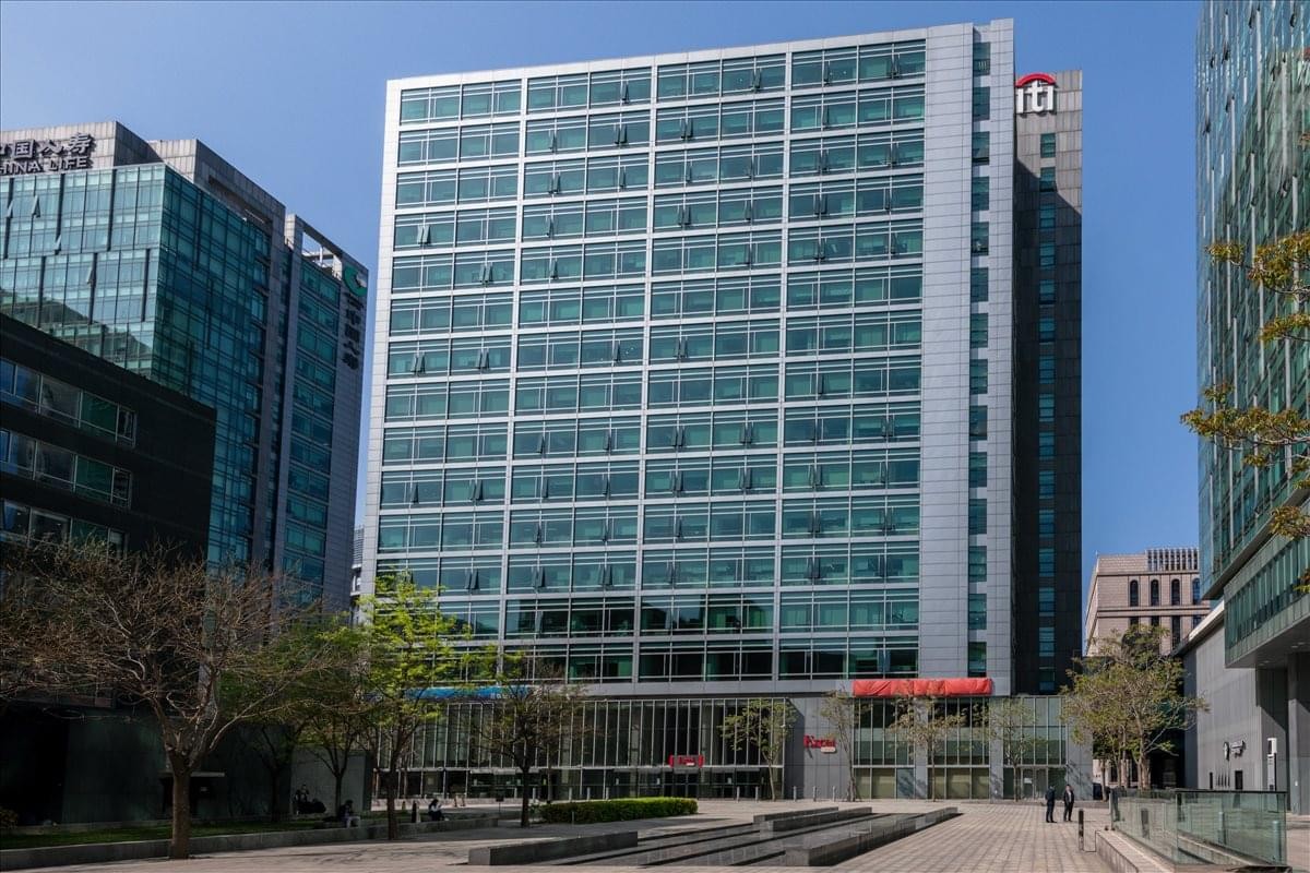 Exterior view of the glass-facade Excel Centre, 6 Wudinghou Road building.