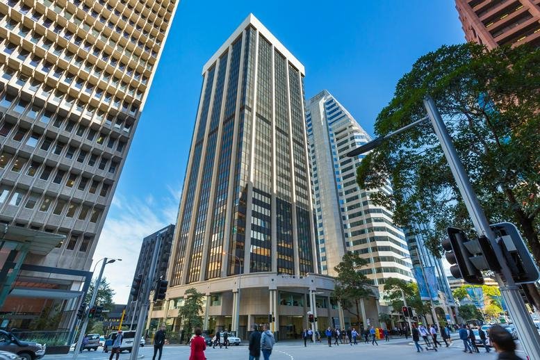 Exterior view of the tall high-rise building at 197 St Georges Terrace.