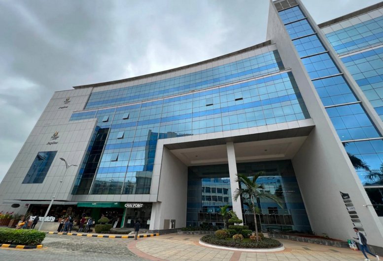Exterior view of the glass-facade Redbrick Offices, Prestige Tech Park, Outer Ring Road.